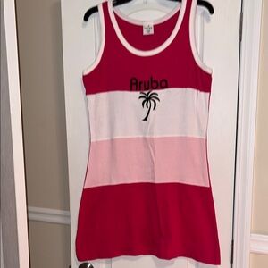 Aruba Sleeveless dress. Hot pink, light pink and white.